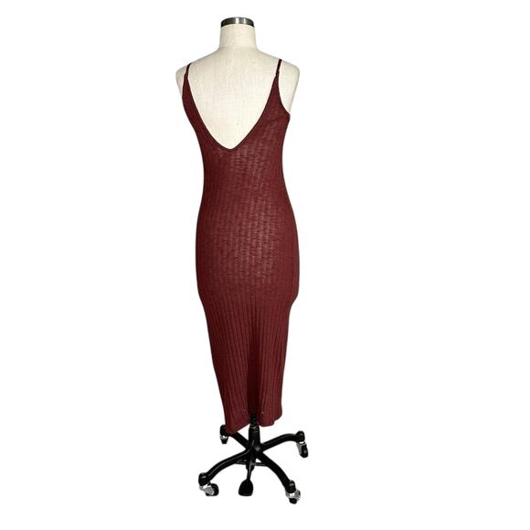 FREE PEOPLE BEACH Burgundy Ribbed Knit Tank Maxi Slip Dress Women's Size XS - Picture 3 of 6